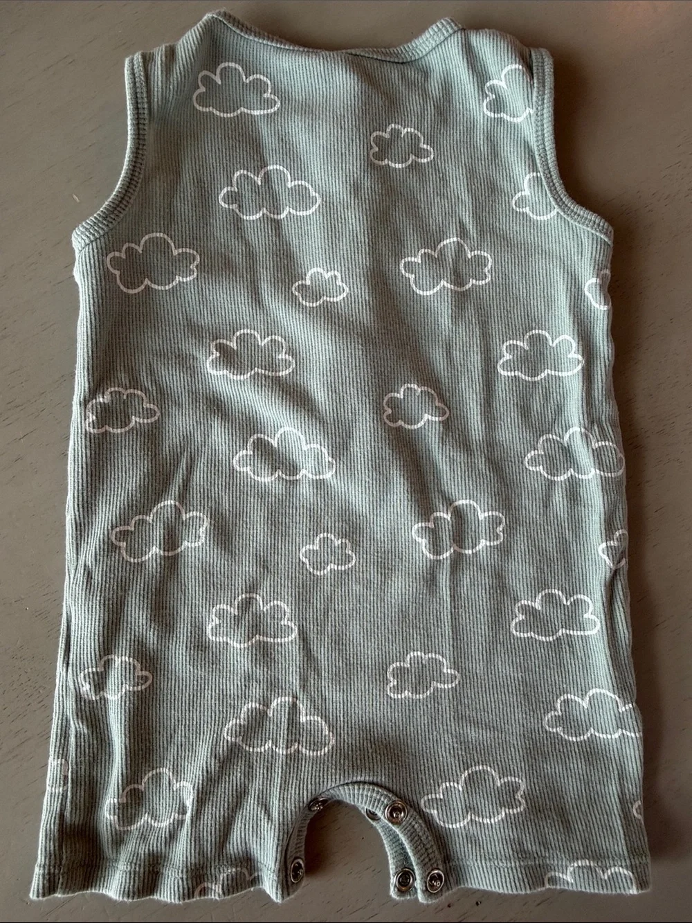 Quincy Mae 6-12 months Cloud Print Ribbed Baby Romper - blue